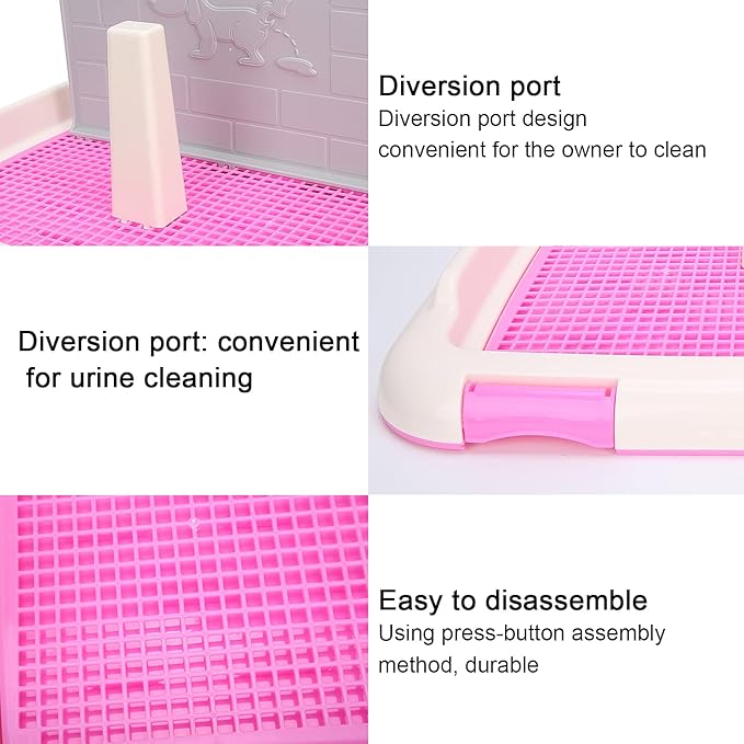 TITA-DONG Puppy Training Toilet Tray, Cat Potty Fence, Dog Scheduled Urination Pad Holder for Small and Medium Dogs (Pink)
