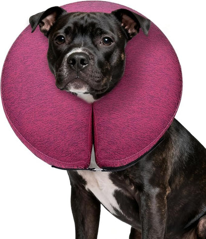 MIDOG Inflatable Dog Cone Collar – Soft Dog Cone Alternative After Surgery, Comfortable Recovery Neck Donut ECollar for Small Medium & Large Dogs and Cats to Stop Licking & Vision-Friendly (Rose,L)