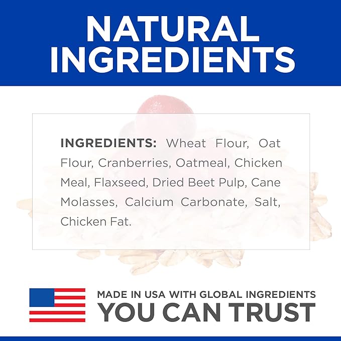 Hill's Natural Fruity Snacks, Crunchy Dog Treats, Cranberries & Oatmeal, 8 oz. Bag