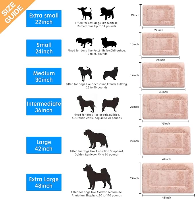 Dog Beds Crate Pad for Extra Small Dogs Ultra Soft Dog Crate Bed Washable & Anti-Slip Kennel Pad for Dogs Cozy Sleeping Mat,Pink 22inch