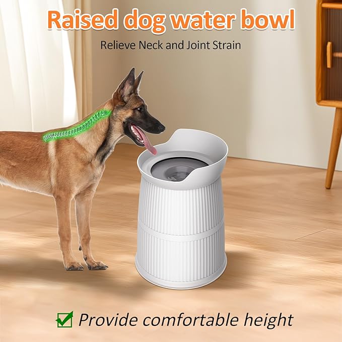 Salodal Elevated Dog Bowls Large Sized,15.4in High Raised Stand,4.4L No Spill Dog Water Bowl,Stainless Steel Bowl,Adjustable,Non-tip,Non-Slip, Water Dispenser for Large Medium Pets