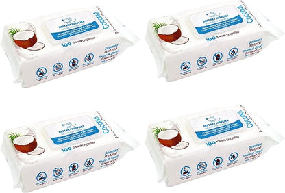 Best Pet Supplies 8" x 9" Large Dog Wipes - Cleaning and Deodorizing for Paws and Coat - Gentle Formula with Coconut Vitamin E for Puppies and Cats - 400 Count