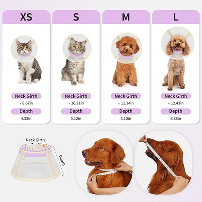 Soft Dog Cone Collar to Stop Licking-Adjustable Comfortable Mesh Recovery Collars After Surgery for Small Miniature Dogs, Alternative to Plastic Elizabethan Collar for Neuter Incision Care (Purple,L)