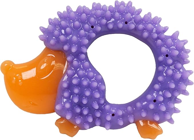 Cutie Chewies Hedgehog Dental Dog Chew Toy — Multi-Textured, Massages Gums, Floats & Bounces for Teething Puppies & Small Dogs, 5" x 3.5" x 1"