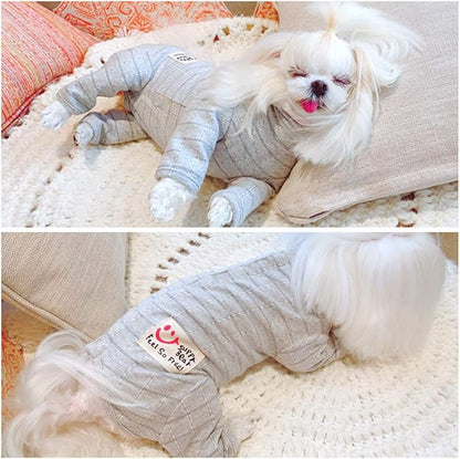 Recovery Suit for Dog After Surgery Cut Pet Recovery Shirt Dog Abdominal Wounds Bandages,Wound Protective Full Coverage Dog's Bodysuit for Surgery Female Dog Prevent Licking(RSS08-Fgrey-L)