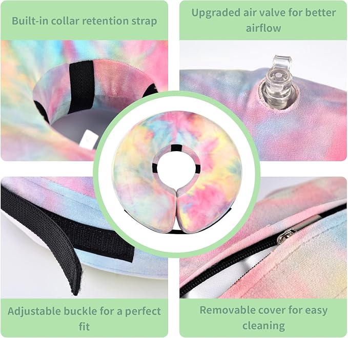 Inflatable Dog Recovery Collar, Dog Cone Collar for After Surgery, Prevent Dogs from Biting & Scratching Wound E-Collars to Help with Healing Soft Pet Recovery Collar Does