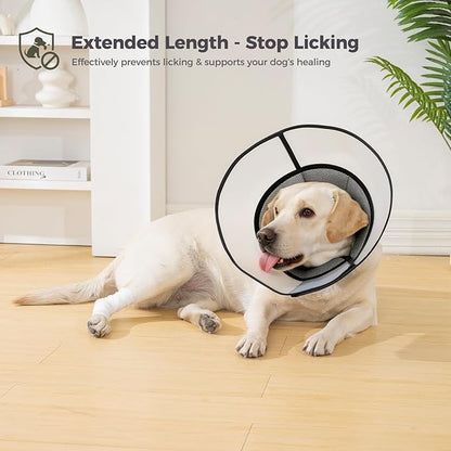 Avont Dog Cone Collar After Surgery, Alternative Adjustable Elizabeth Cone for Medium Large Dogs, Comfy Breathable Pet Recovery Collar to Stop Licking -Dark Green(L)