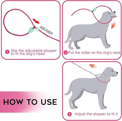 Dog Training Leash Slip Leads for Dogs 6 FT Slip Leash for Dogs Dog Lead with 6 Colors Strong Nylon No Pull Rope Dog Leash Dog Leashes for Small Medium Dogs (Rose Red)