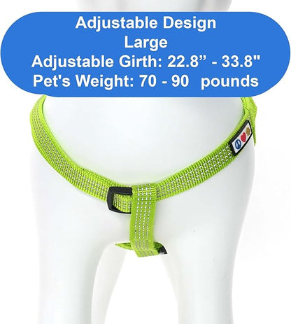 Pawtitas Reflective Step-in Dog Harness – Adjustable No-Pull Vest for Puppies to Seniors, Safe & Comfortable, L Green