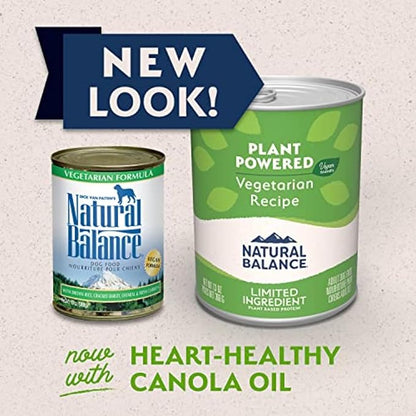 Natural Balance Limited Ingredient Adult Wet Canned Dog Food with Vegan Plant Based Protein and Healthy Grains,Vegetarian Recipe,13 Ounce,(Pack of 24)