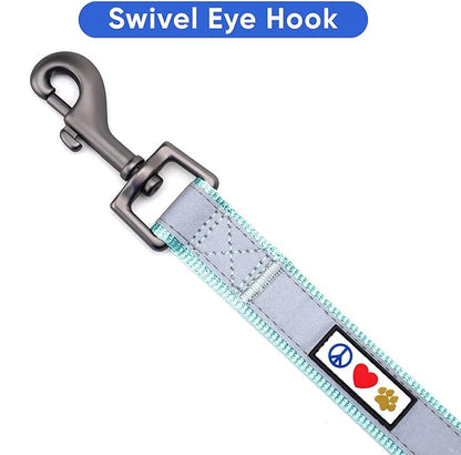 Pawtitas Teal Dog Leash 6 ft Custom ID Lead for Dogs & Puppies Reflective Comfortable Padded Handle Embroidered Name & Phone Number