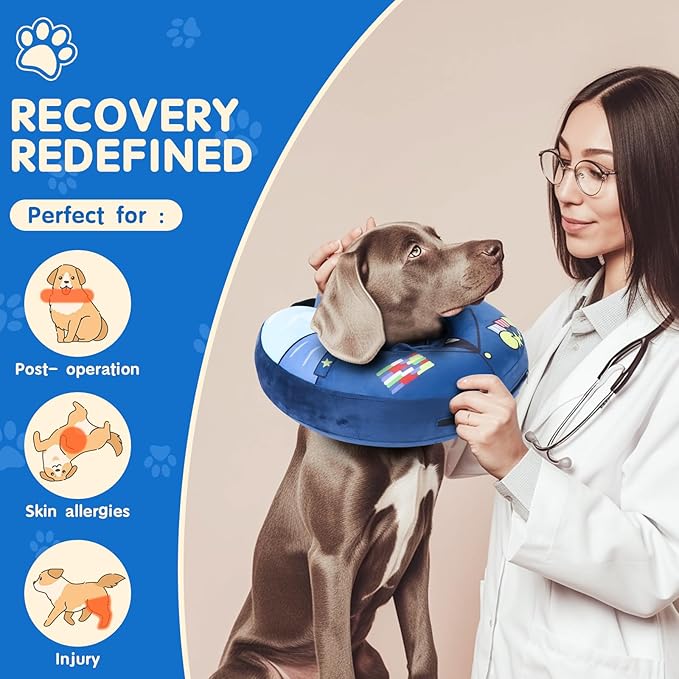 Soft Dog Cone Alternative - Adjustable Recovery Collar for Post-Surgery, Neck Donut E-Collar for Small Medium Large Dogs, Comfy Elizabethan Substitute，S 5.5"-8.5"