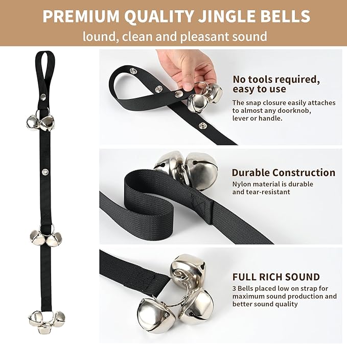 Pack of 2 Upgraded Puppy Bells Doorbells for Door Knob, Dog Bells for Potty Training-Louder Jingle, Bigger Bells for Puppies Pep Doggy Canine Pooch Pet Hound Cat, Cool Unique Gift for Dog Lover
