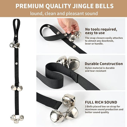 Pack of 2 Upgraded Puppy Bells Doorbells for Door Knob, Dog Bells for Potty Training-Louder Jingle, Bigger Bells for Puppies Pep Doggy Canine Pooch Pet Hound Cat, Cool Unique Gift for Dog Lover