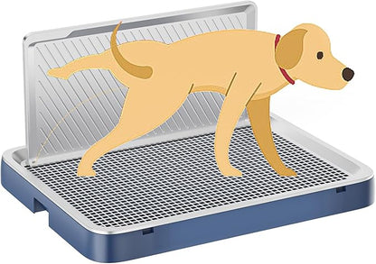 Indoor Dog Potty Tray with High Wall,25.59"X19.69" Pee Pad Holder,Dogs Litter Box,Mesh Training Toilet for Puppy and Small Size Dog,Housebreaking Supplies, Pet Products (Blue)
