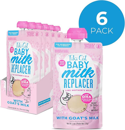 Tiki Cat Baby Milk Replacer, Goat Milk, 6 oz. Spout Pouch (6 Count)