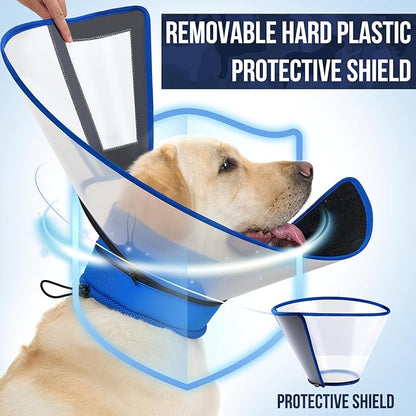 OneTigris Depth Adjustable Soft Dog Cone Collar for Medium Large Dogs After Surgery, Recovery for Small Dogs, Lightweight Elizabethan Collar for Dog to Stop Licking (Blue, XL)