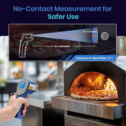 Etekcity Infrared Thermometer Laser Temperature Gun 1080, -58°F~ 1130°F for Meat Food Candy Pizza Oven, Heat Gun for Cooking, Kitchen, Fridge, Reptile, BBQ, HAVC, Adjustable Emissivity & Max Measure