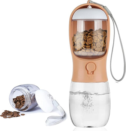 Dog Water Bottle with Food Container, Portable Leak Proof Pet Water Dispenser for Walking Hiking Travel, Puppy Essentials Accessories for Small Large Dogs, Dog Gifts (10oz/15oz/19oz)