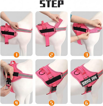 MUMUPET Service Dog Vest Harness, No Pull Reflective Adjustable with Handle, Soft Breathable Padding for Small Dogs, 2 Removable Velcro Patches (Hot Pink, XS)