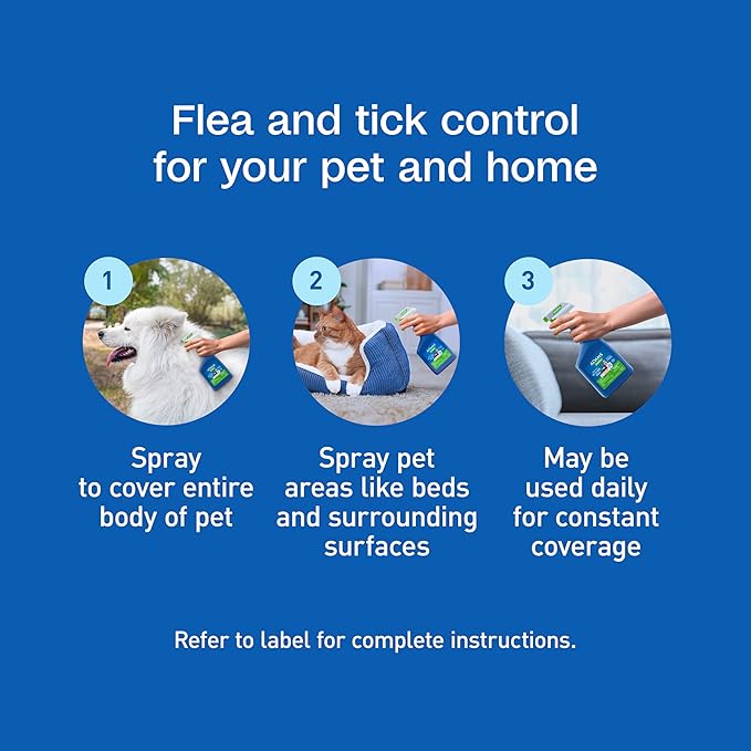 ADAMS Botanicals Flea & Tick Pet & Home Spray, Flea Spray for Dogs, Cats, Puppies, & Kittens, Indoor Home Treatment, Kills Fleas & Ticks on Pet Bedding and Furniture, 16 oz