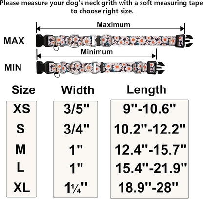 Martingale Collar for Dogs Daisy Dog Collar with Buckle Adjustable Nylon Medium Dog Collars, Daisy