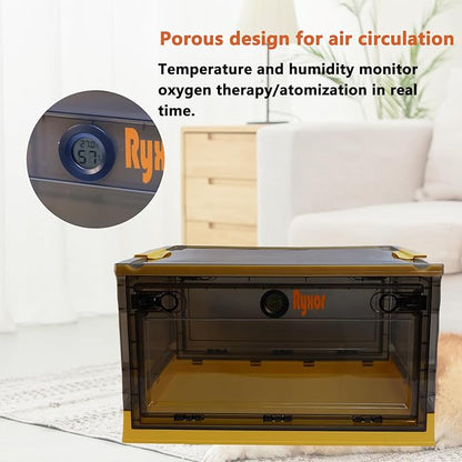 Ryoxr Puppy Atomization Nest, Folding Pet ICU & Pet Oxygen Chamber, Incubator for Puppies with Pet Nebulizer Box - Pet Cages for Cats, Dogs & Home Pet for Cough Breathing Treatment （Large,Yellow ）
