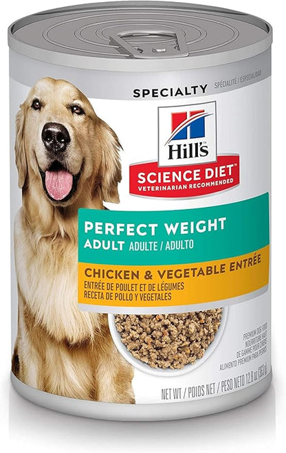 Hill's Science Diet Adult Perfect Weight Wet Dog Food, Chicken & Vegetable, 12.8 oz. Cans, 12-Pack