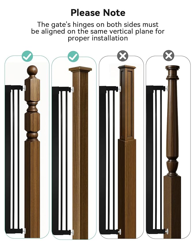 COMOMY 30" Tall Baby Gate for Stairs Doorways, Fits Openings 29.5" to 40.5" Wide, Auto Close Extra Wide Dog Gate for House, Pressure Mounted Easy Walk Through Pet Gate with Door, Black