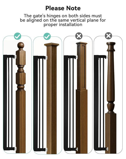 COMOMY 30" Tall Baby Gate for Stairs Doorways, Fits Openings 29.5" to 40.5" Wide, Auto Close Extra Wide Dog Gate for House, Pressure Mounted Easy Walk Through Pet Gate with Door, Black