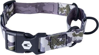 Wolfgang Heavy Duty Martingale Dog Collar with Quick Release Nylon Buckle for Walking & Training, Hideout Print, Medium