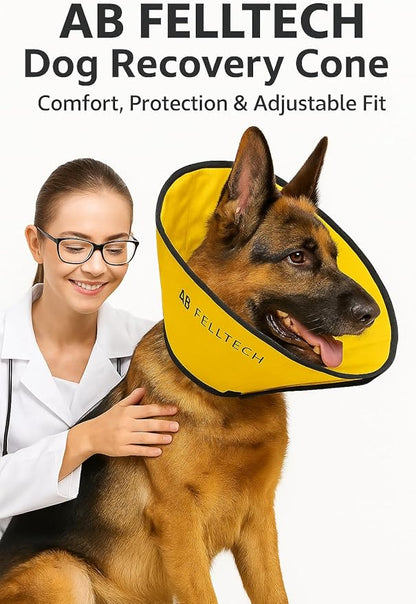 Soft Cone for Dogs Comfortable Adjustable Recovery Collar – Protective E-Collar for Surgery, Neutering & Wounds – Yellow – Sizes L