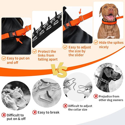 Mayerzon Martingale No Pull Collar for Medium Large Dogs, Patented Anti Pull Dog Collar with Buckle for Walking Training, with Neoprene Padding and Reflective Stitching, Adjustable(Sunset Orange, L)