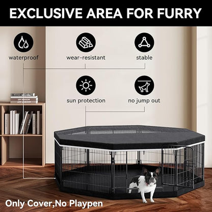 PJYuCien Dog Playpen Top Cover - Fits Most 8 Panels 24 Inch Width Metal Dog Fence Octagonal Pet Pen (Note: Only PlayPen Top Cover, NO PLAYPEN)