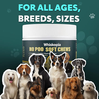 No Poo Chews Coprophagia Deterrent for Dogs, No Poop Eating Deterrent for Dog Provent Stop Dog from Eating Poop Supplement with Digestive Enzymes and Probiotics - 120 Ct
