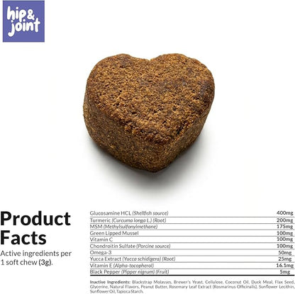 Hip and Joint Supplement for Dogs - with Collagen, Glucosamine for Dogs - Fish Oil - Green Lipped Mussel - Hip & Joint Support, Ease Inflammation, Antioxidant.