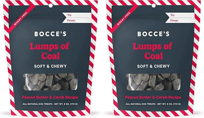 Bocce's Bakery Lumps of Coal Recipe Treats for Dogs, Wheat-Free Everyday Dog Treats, Made with Real Ingredients, Baked in The USA, All-Natural Soft & Chewy Cookies, Peanut Butter & Molasses, 6 oz