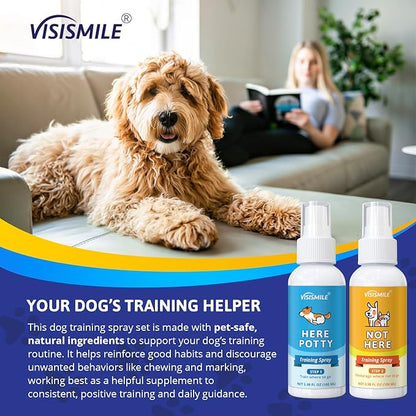 Dog Potty Training Spray Kit: Here Potty Trainer & Not Here Bitter Deterrent Spray - Anti Chew Stop Peeing Urine Marking - Indoor & Outdoor Grass Pad Toilet Spot Odor Repellent for Puppies Dogs