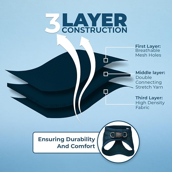 Best Pet Supplies Voyager Step-in Air All Weather Mesh Harness and Reflective Dog 5ft Leash Combo with Neoprene Handle, for Small, Medium and Large Breed Puppies - Set (Blue), X-Small