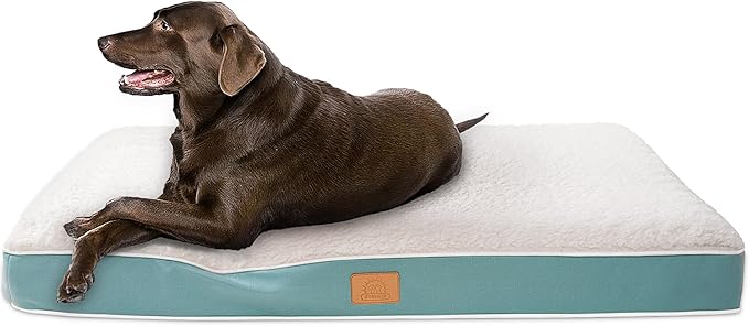 Orthopedic Dog Bed for Large Dogs and Extra Large Dogs, XL Waterproof Dog Bed with Removable Washable Cover & Anti-Slip Bottom, Crate Bed, Deluxe Plush Pet Bed Mat, L-Plus(36"X27"X3"), Blue