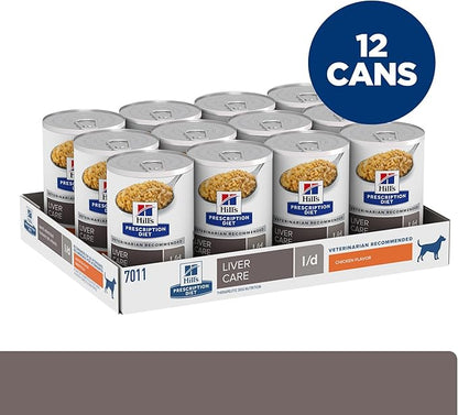 Hill's Prescription Diet l/d Liver Care Wet Dog Food, Chicken, 13 oz. Cans, 12-Pack