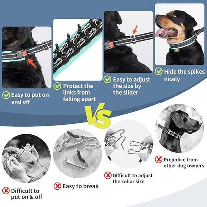 Mayerzon Martingale No Pull Collar for Medium Large Dogs, Patented Anti Pull Dog Collar with Buckle for Walking Training, with Neoprene Padding and Reflective Stitching, Adjustable(Teal Trim, M)