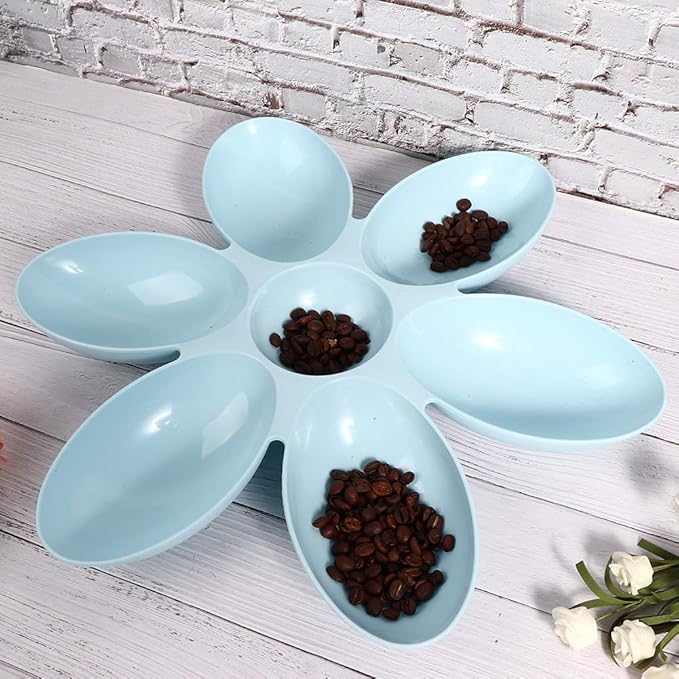 ZJchao Plastic Dog Bowl, Pet Six Petals Multiple Case Food Feeder Puppy Bowls Puppy Feeding Bowls Water Feeding Station for Cats Dogs General, 16.54x16.54inch (Blue)