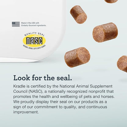 Kradle Calming Chews for Dogs -Vet Formulated with L-Theanine, Ashwagandha and GABA for Managing Normal Stress and Promoting Relaxation - Chicken Flavored Calming Supplement - 75 Soft Chews