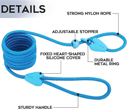 Slip Lead 6 FT Dog Training Leash - 6 Color Slip Leads for Medium Dogs - No Pull Grey Leash