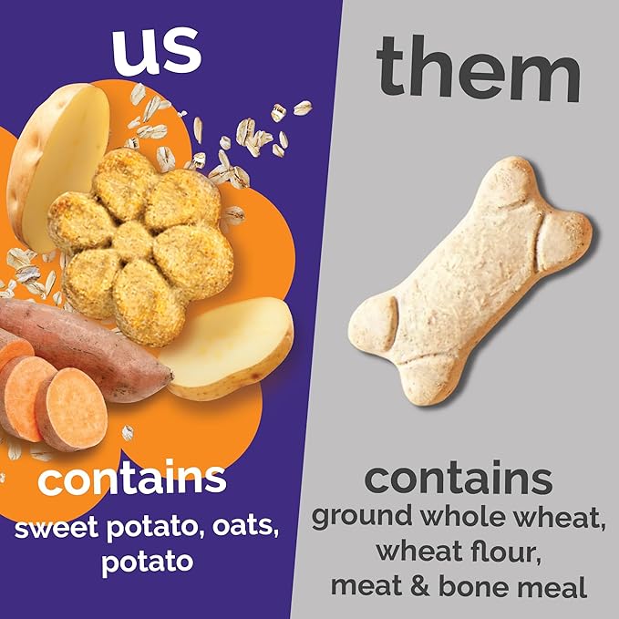 Fruitables Baked Dog Treats, Sweet Potato Snacks for Dogs, Low Calorie & Delicious, No Wheat, Corn or Soy, Healthy Puppy Training Treats, Made in the USA, Sweet Potato and Cranberry Flavor, 7oz