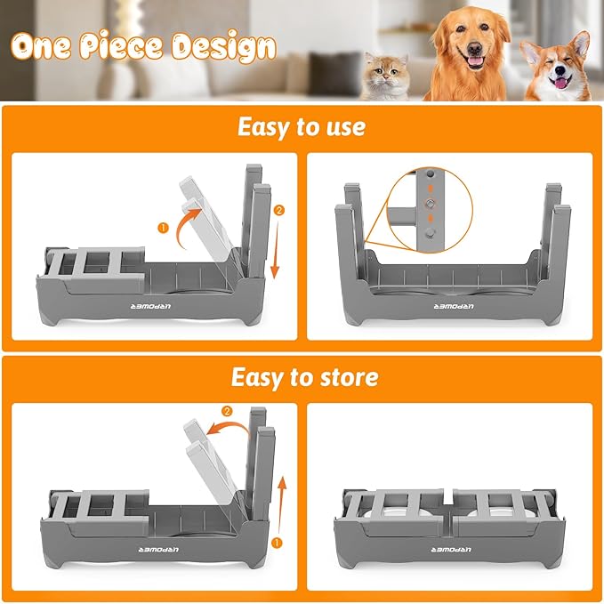 URPOWER Raised Dog Bowls 4 Height Adjustable Elevated Bowl Stand with Stainless Steel Water Bowl Non-Slip Dog Food Bowls Stand for Small Medium Large Dogs and Pets