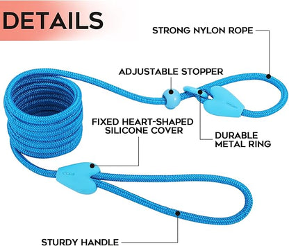Slip Leads for Dogs Puppy Leash Comfortable 6 FT Heavy Duty Loop Leash No Pull Pet Training Leash 6 Colors Classic Dog Leash for Small Medium Dogs Orange