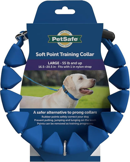 PetSafe Soft Point Training Collar - Comfortable No-Pull Adjustable Quick-Release Collar with Removable Soft Rubber Points - Pain-Free Training for Better Leash Manners - Large - Blue