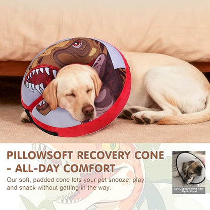BEAUTYZOO Dog Cone Alternative After Surgery for Large Medium Small Dogs, Soft Inflatable Cone Collar for Dogs Cats, Pet Neck Donut E Collar Dog Recovery Collars to Stop Licking, Dinosaur, XL
